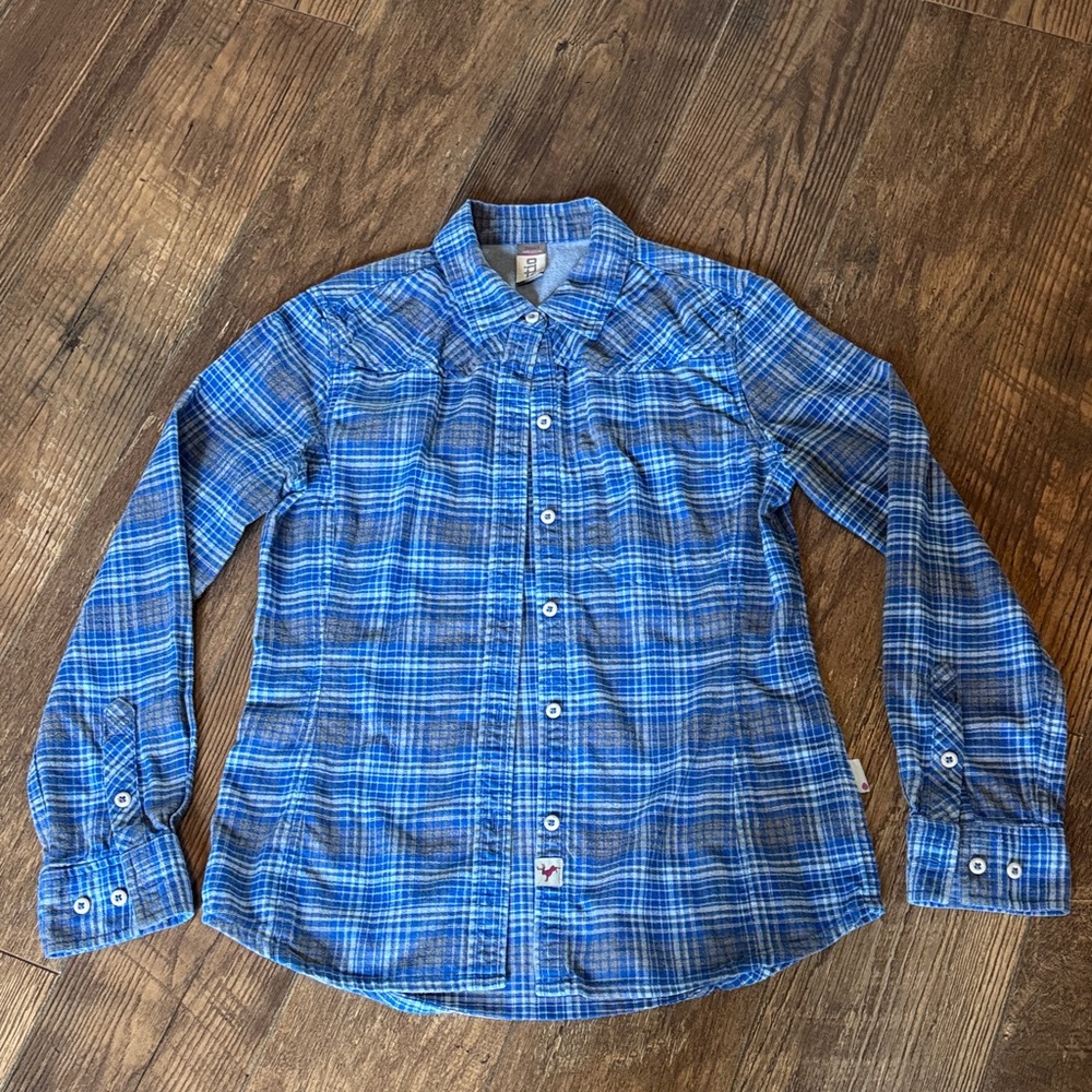 STIO Lightweight Dovetail Blue Plaid Flannel Shirt, Women’s Size Small